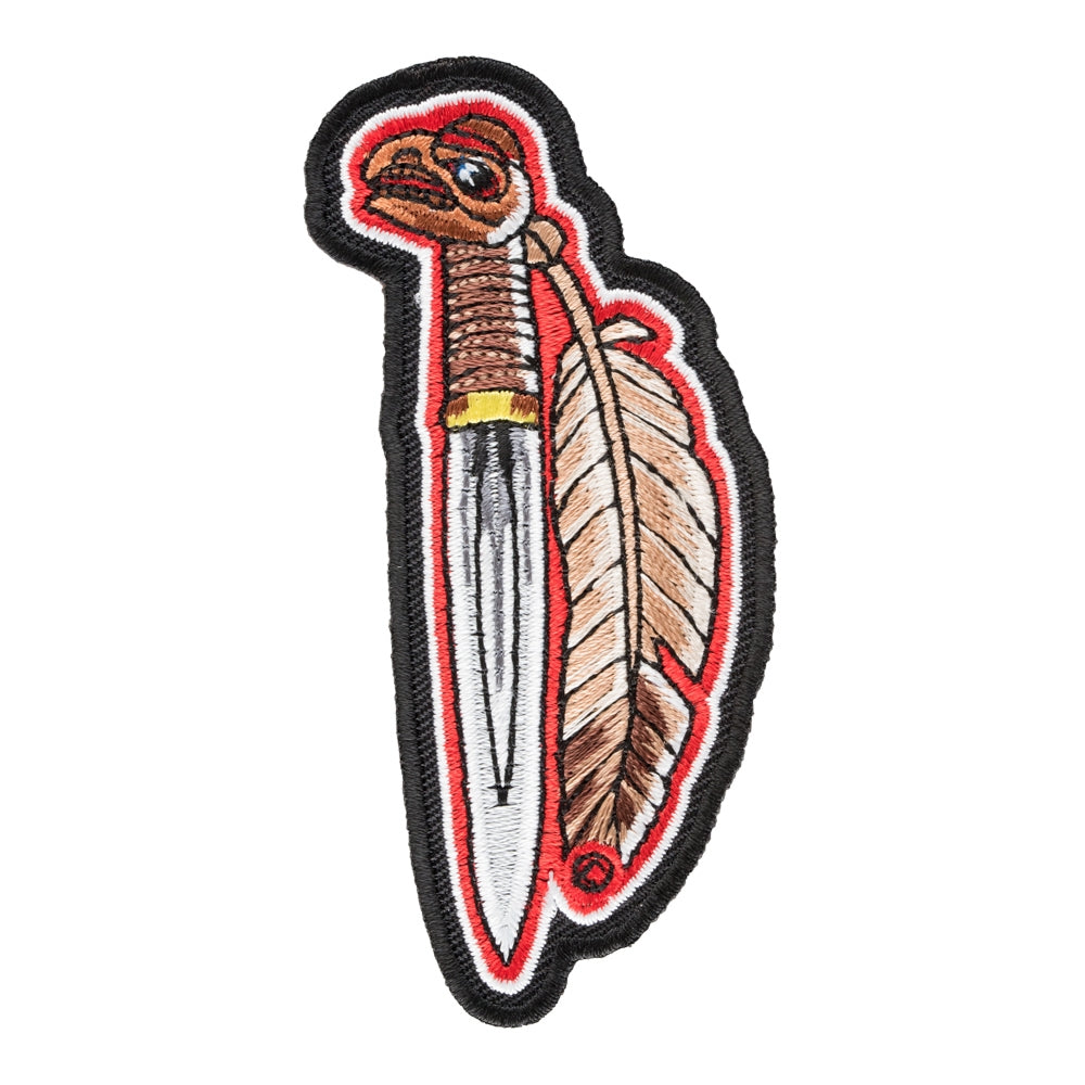 Native Hunting Knife With Feather Patch, American Indian Patches — product image