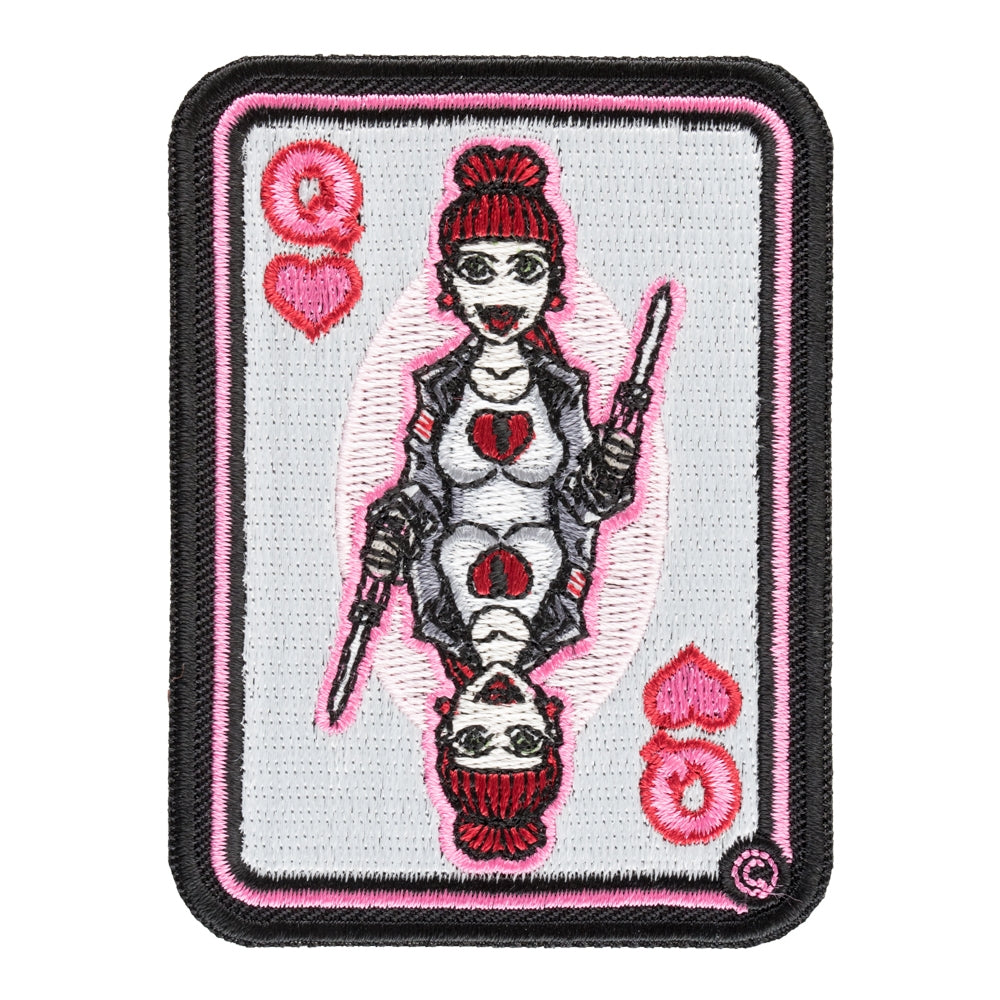 Queen Of Hearts Lady Biker Card Patch, Gambling Patches — product image