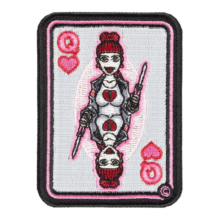 Queen Of Hearts Lady Biker Card Patch, Gambling Patches — product image