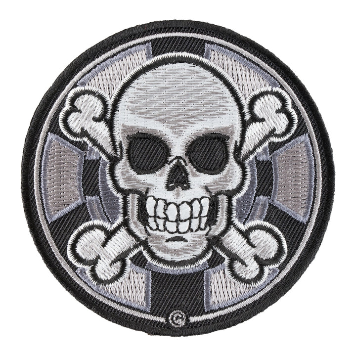 Skull And Bones Poker Chip Round Patch, Gambling Patches — product image