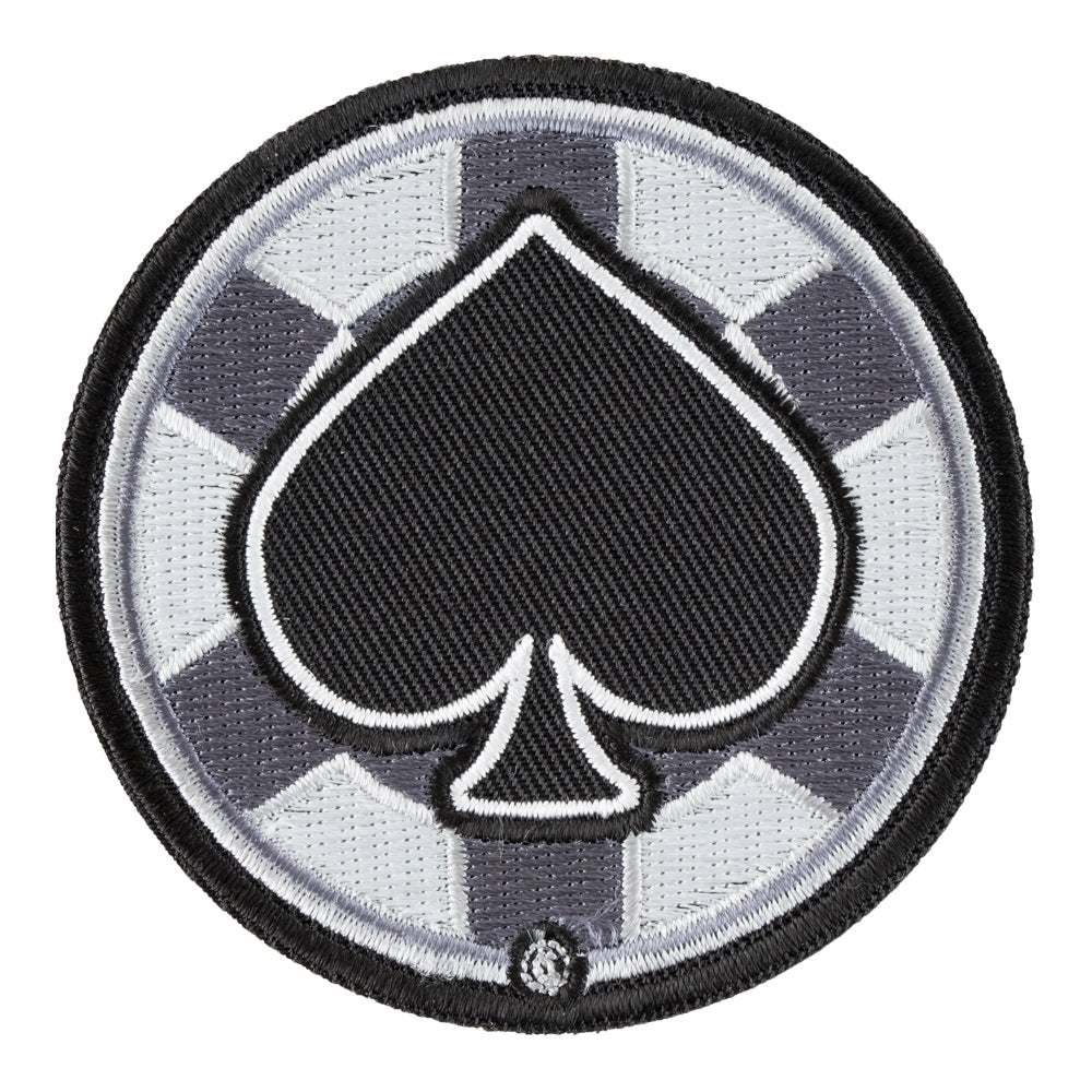 Black Spade Poker Chip Round Patch, Gambling Patches — product image