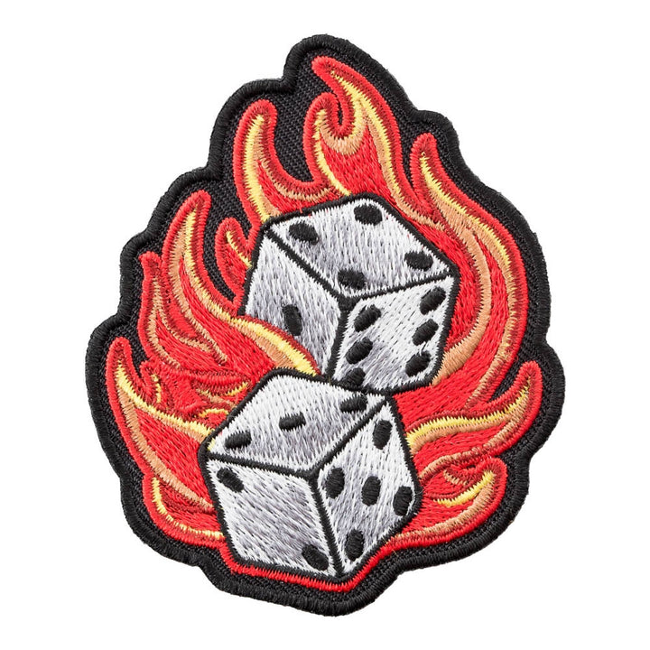 Rolling Dice Flames Craps Patch, Casino Gambling Patches — product image