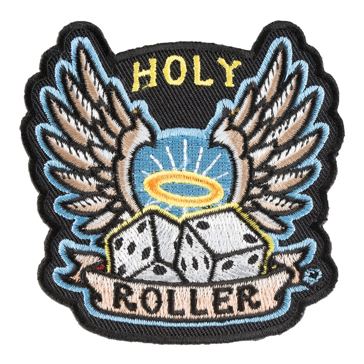 Holy Roller Haloed Winged Dice Patch, Gambling Patches — product image