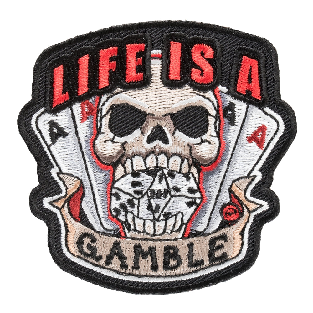 Life Is A Gamble Skull Dice And Aces Patch, Gambling Patches — product image