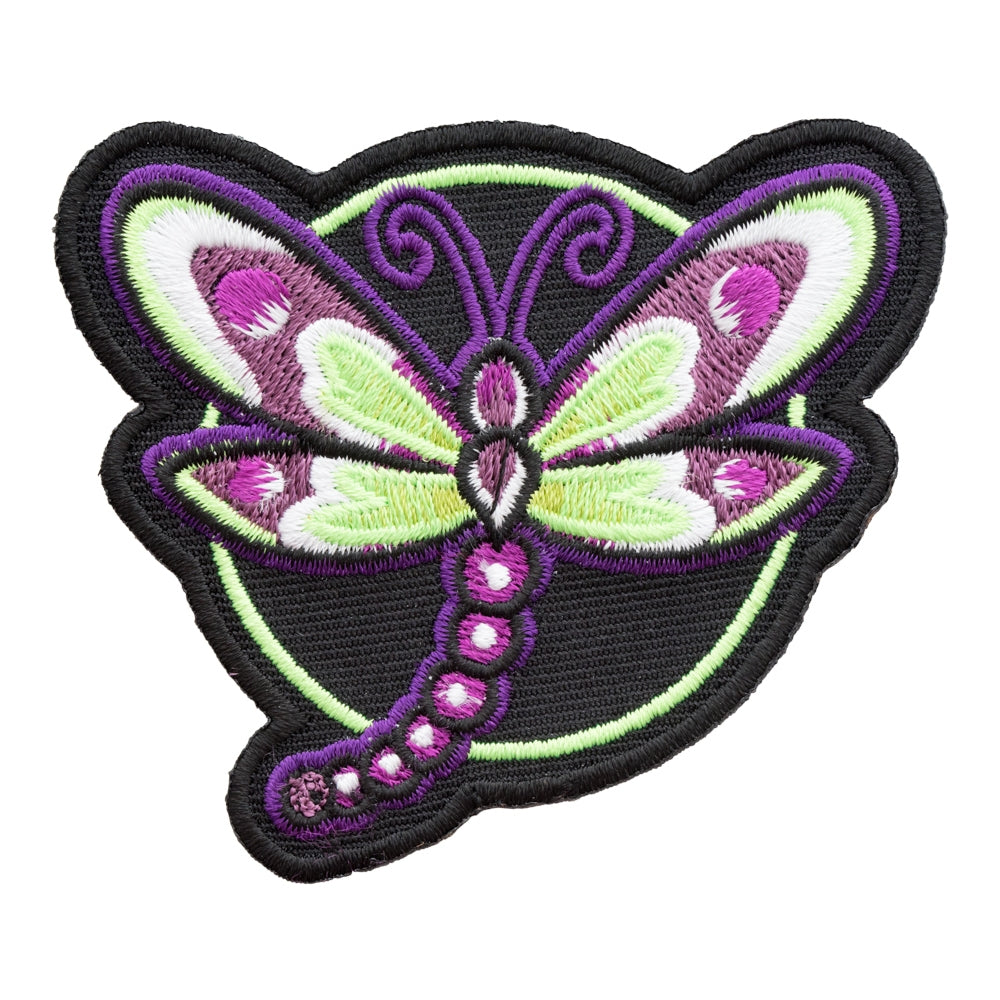 Purple And Green Dragonfly Patch, Ladies Animal Patches — product image