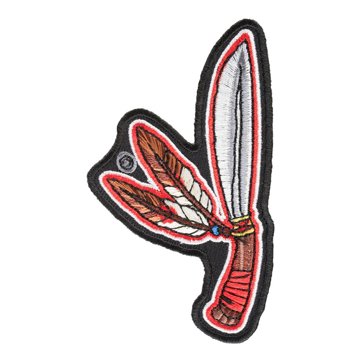 Native Red Dagger With Feathers Patch, American Indian Patches — product image