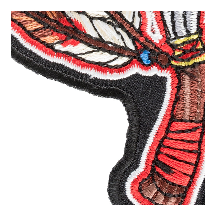 Native Red Dagger With Feathers Patch, American Indian Patches — detail view 1
