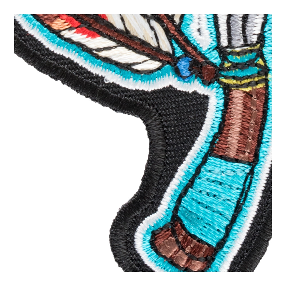 Native Turquoise Dagger With Feathers Patch, American Indian Patches — detail view 2
