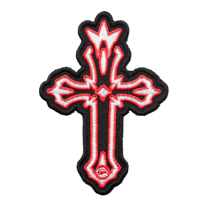 Red White &amp; Black Tribal Cross Patch, Religious Cross Patches — product image