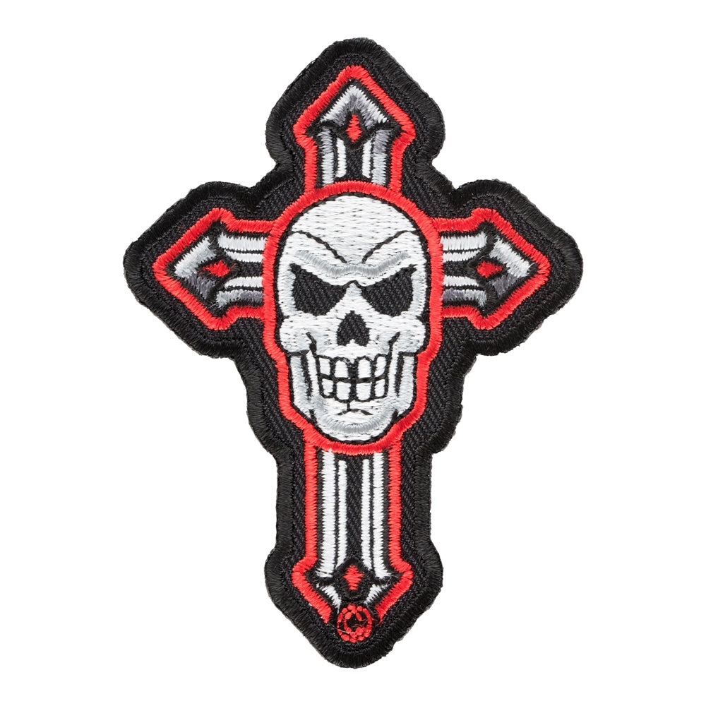 Red And Black Skull Cross Patch, Religious Cross Patches — product image
