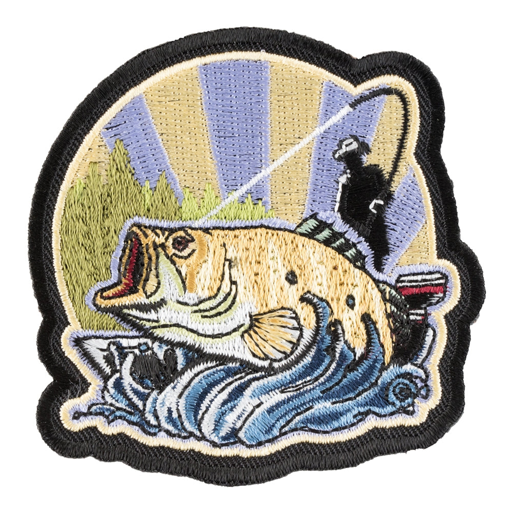 Setting The Hook Bass Fisherman Patch, Fishing Patches — product image
