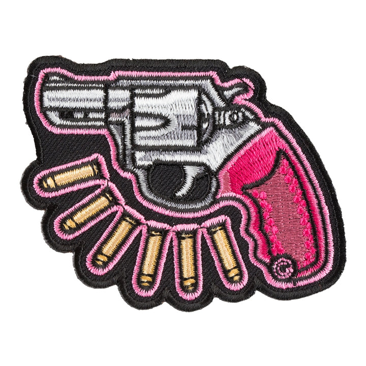 Pink Revolver And Bullets Left Patch, Guns &amp; Weapons Patches — product image