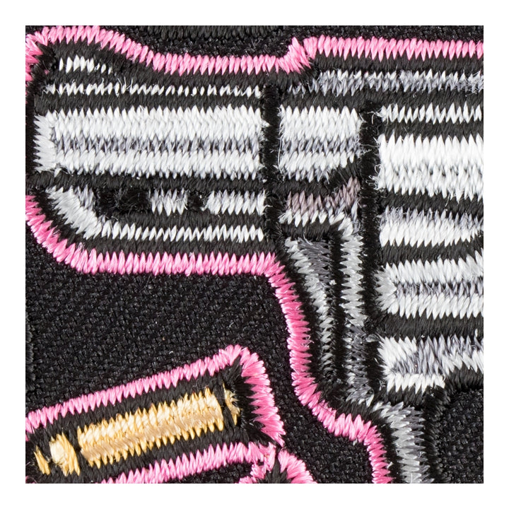 Pink Revolver And Bullets Left Patch, Guns &amp; Weapons Patches — detail view 1