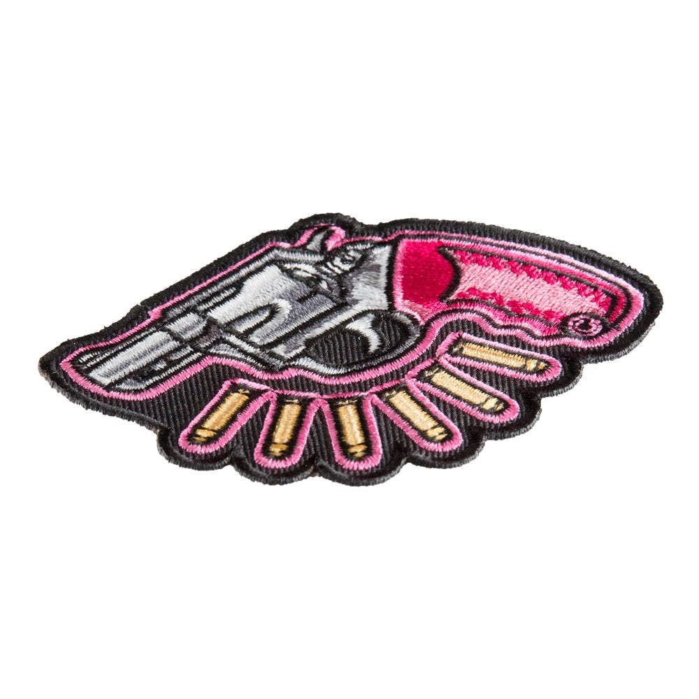Pink Revolver And Bullets Left Patch, Guns &amp; Weapons Patches — detail view 2