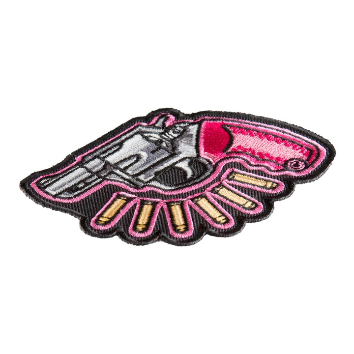Pink Revolver And Bullets Left Patch, Guns &amp; Weapons Patches — detail view 2