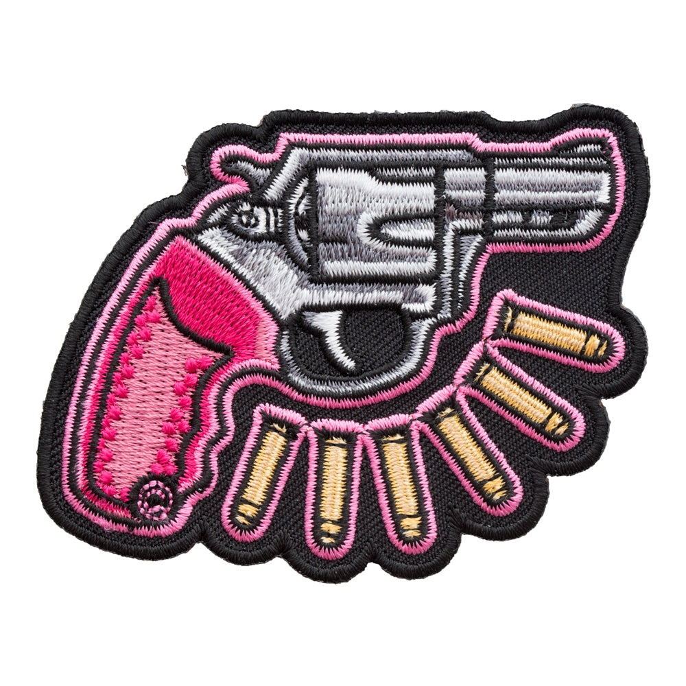 Pink Revolver And Bullets Right Patch, Guns &amp; Weapons Patches — product image