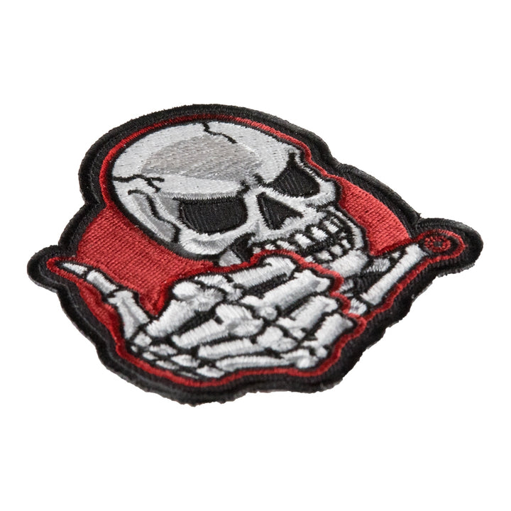 Thumbs Up Skeleton Embroidered Patch, Skull Patches — detail view 2