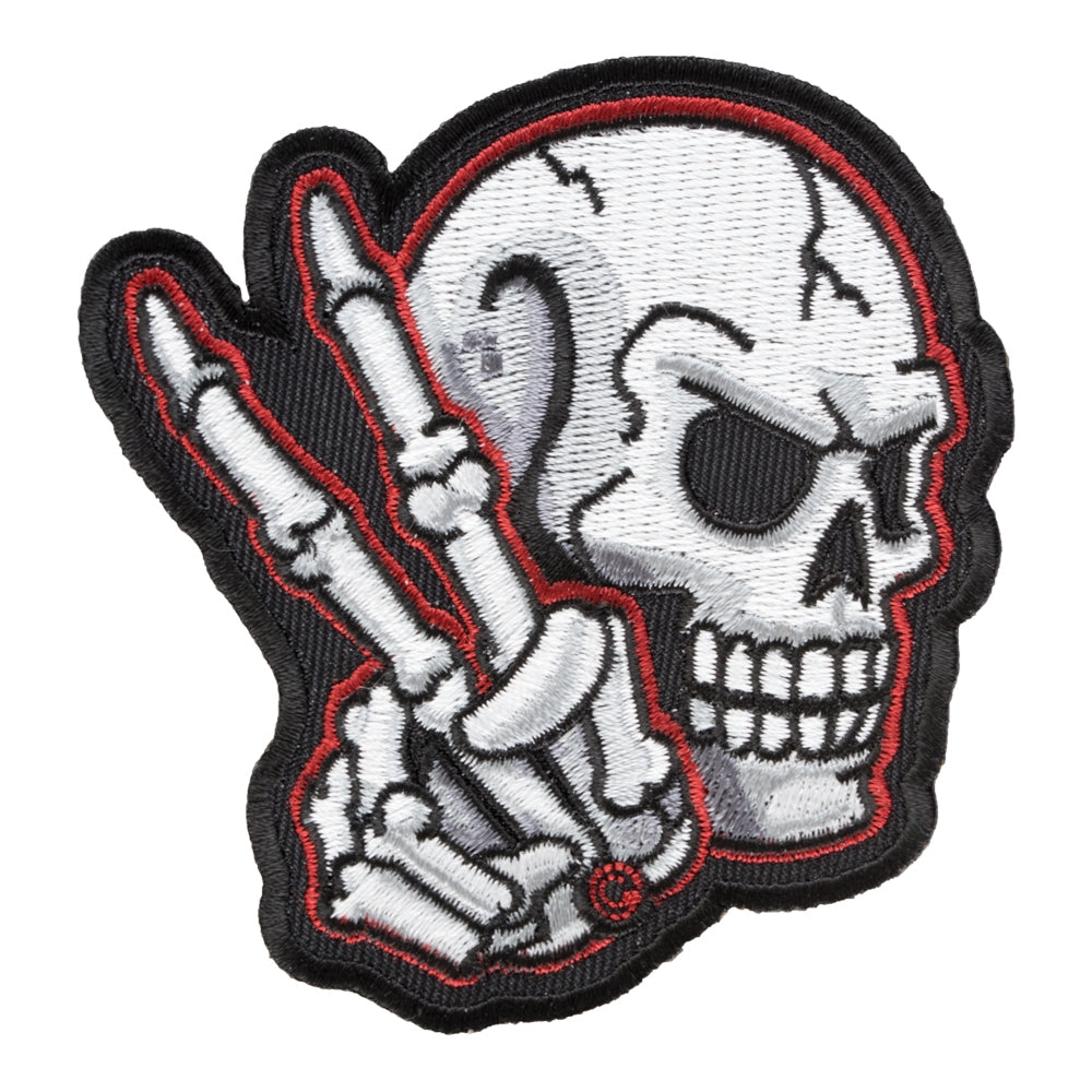Peace Sign Skeleton Embroidered Patch, Skull Patches — product image