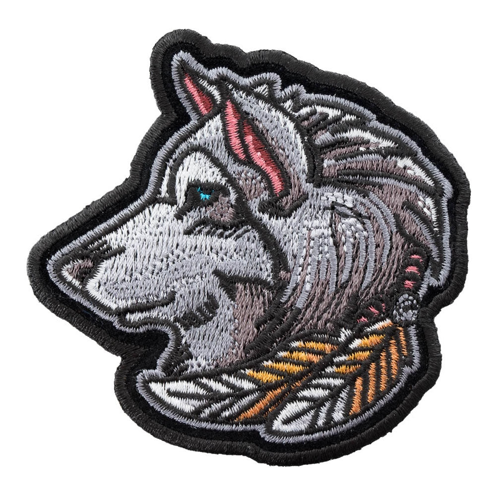 Gray Wolf And Feathers Patch, Small Size — product image