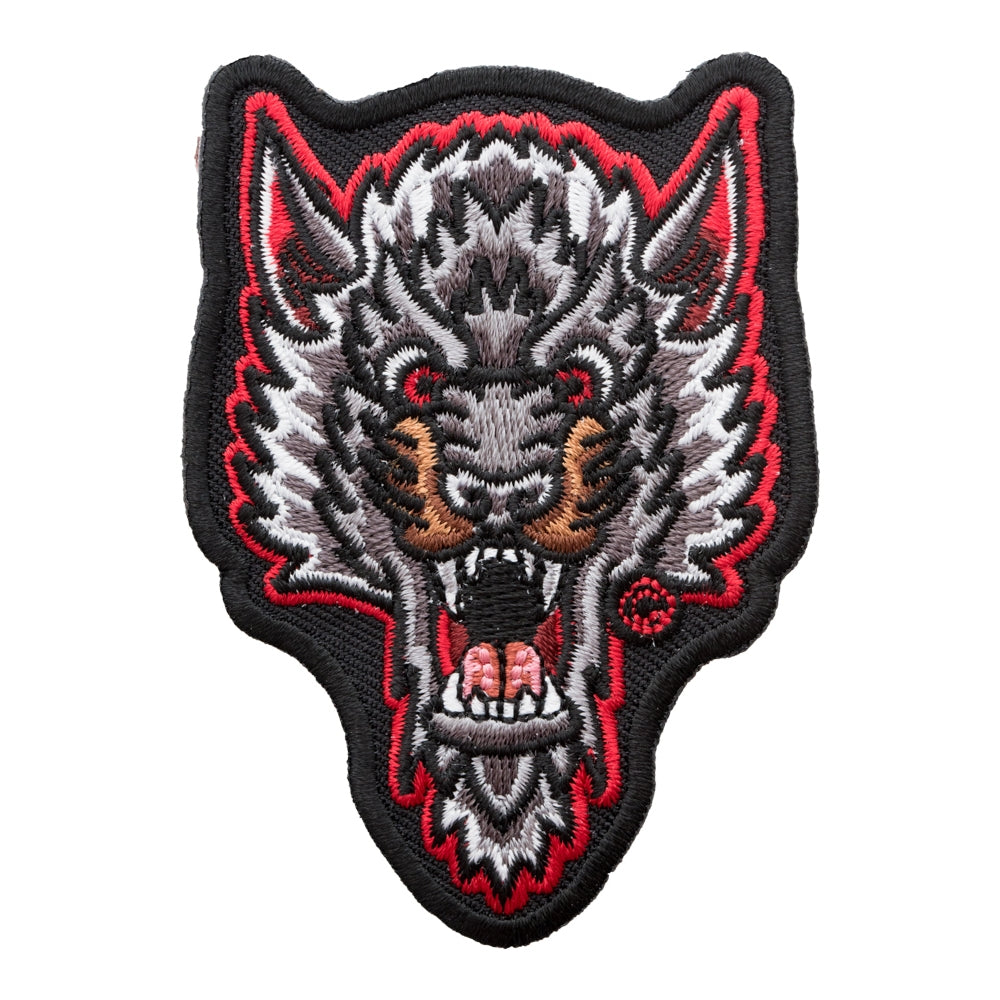 Angry Wolf Head Embroidered Patch, Animal Patches — product image