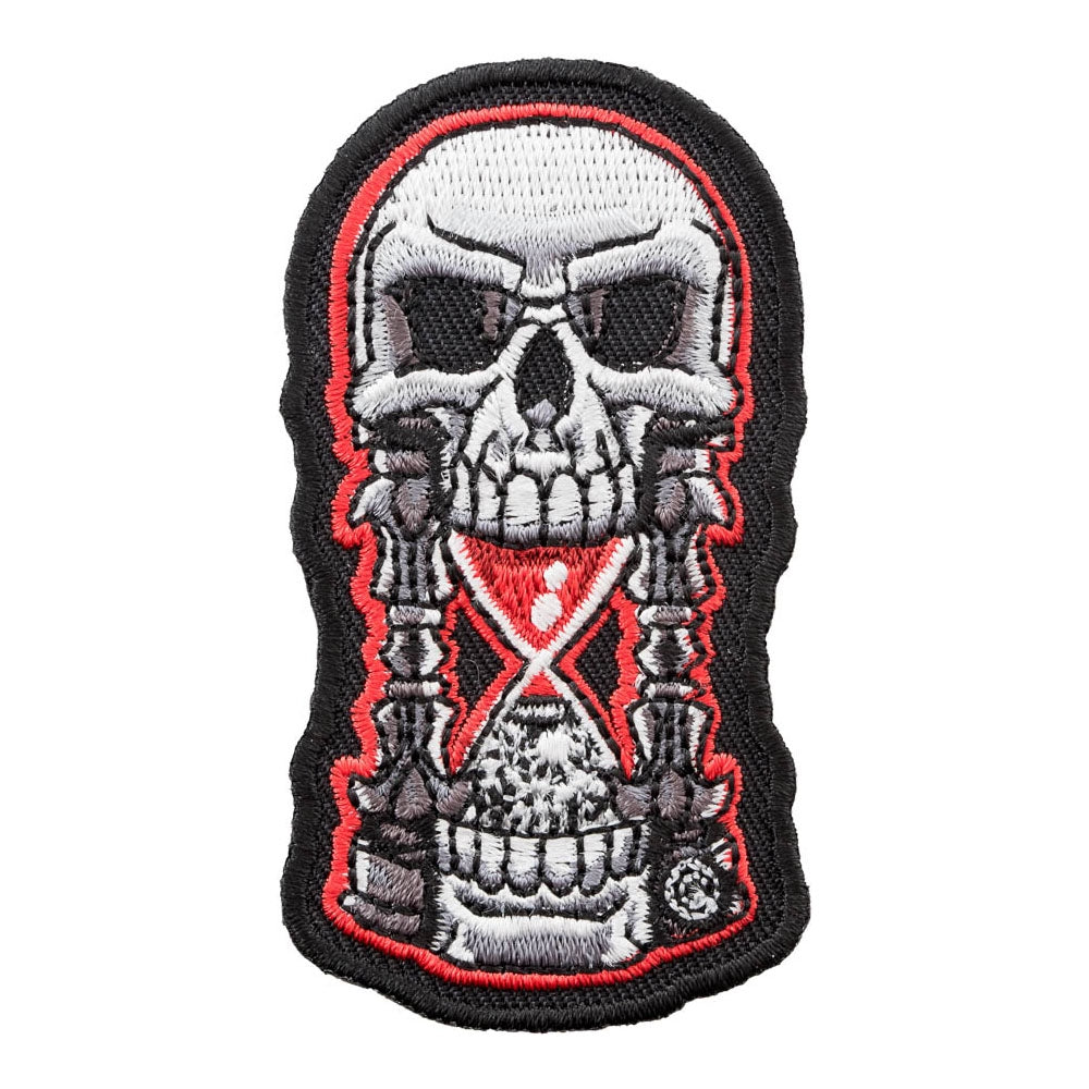 Red &amp; Black Gothic Hourglass Skull Patch, Death Patches — product image