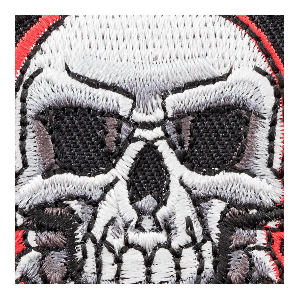Red &amp; Black Gothic Hourglass Skull Patch, Death Patches — detail view 1