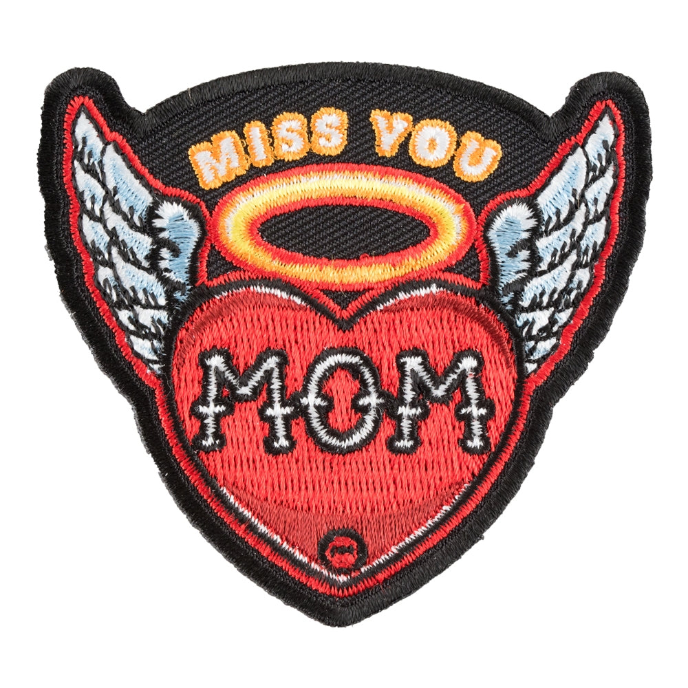 Miss You Mom Haloed Heart &amp; Wings Patch, RIP Patches — product image