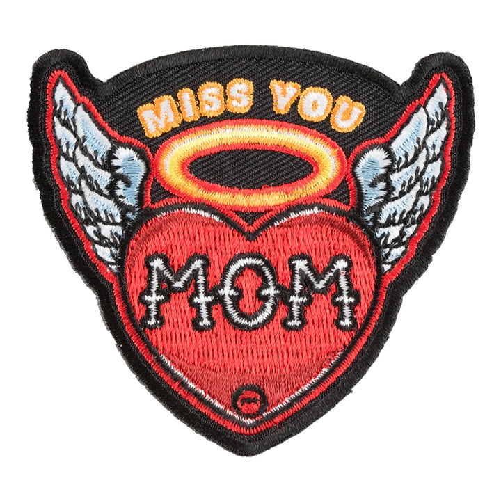 Miss You Mom Haloed Heart &amp; Wings Patch, RIP Patches — product image