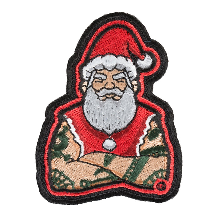 Tough Tattooed Biker Santa Patch, Christmas Patches — product image