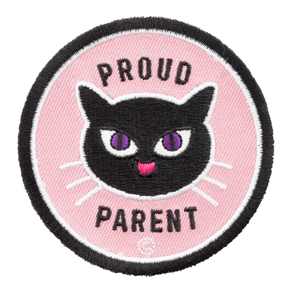 Proud Parent Black Cat Round Patch, Animal Lover Patches — product image