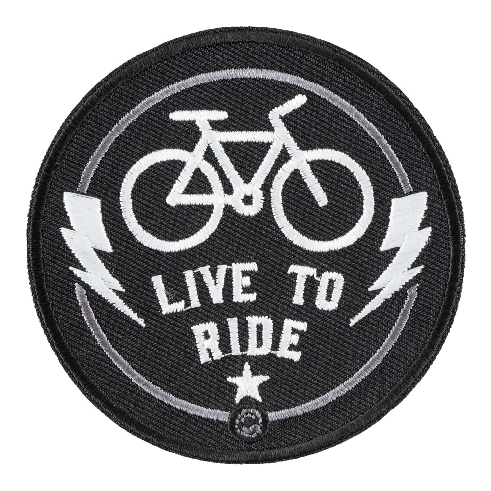 Live To Ride Bicycle B&amp;W Patch, Health Fitness Patches — product image