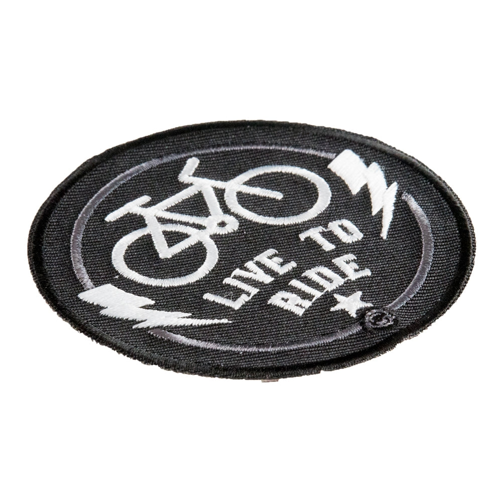 Live To Ride Bicycle B&amp;W Patch, Health Fitness Patches — detail view 2