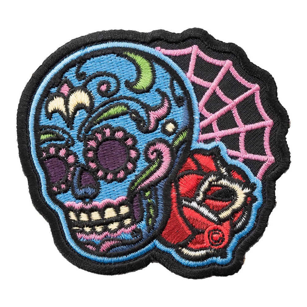 Sugar Skull Craneo Azul Patch, Day Of The Dead Patches — product image