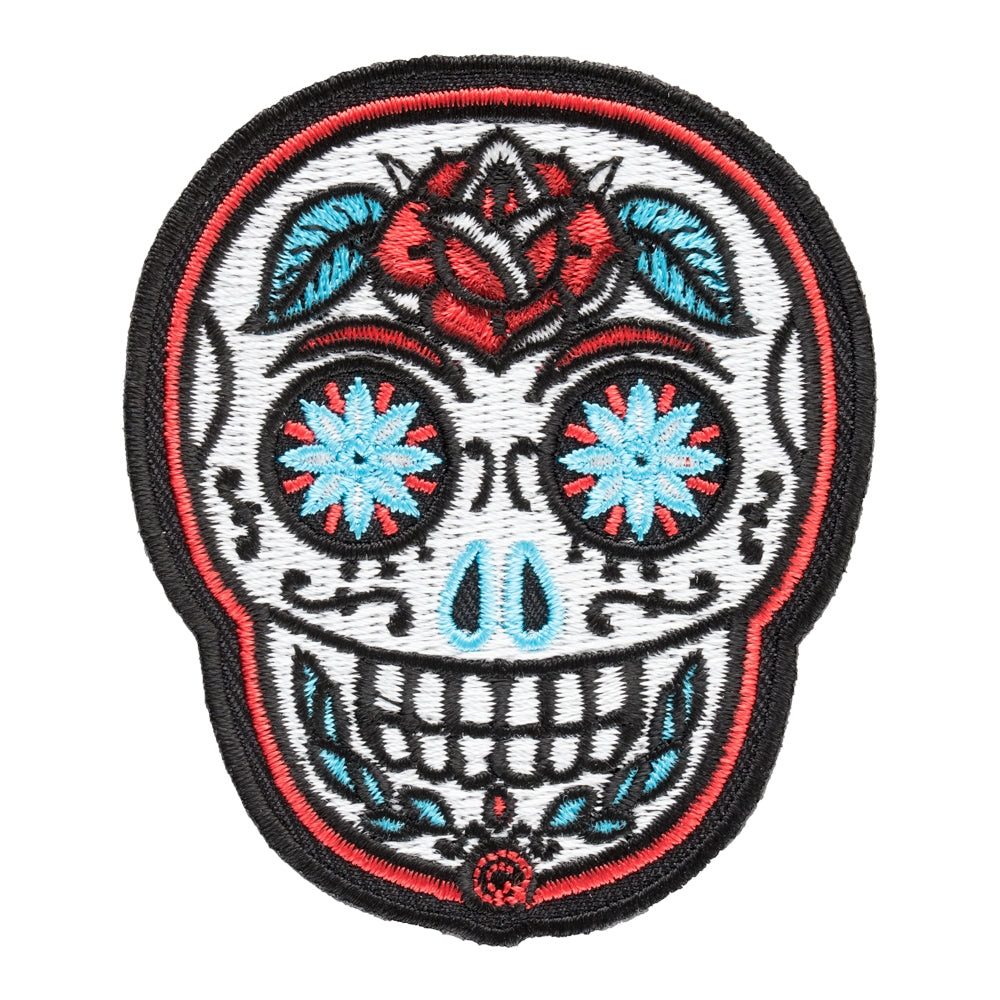 Ojos Azul Sugar Skull Rose Patch, Day Of The Dead Patches — product image