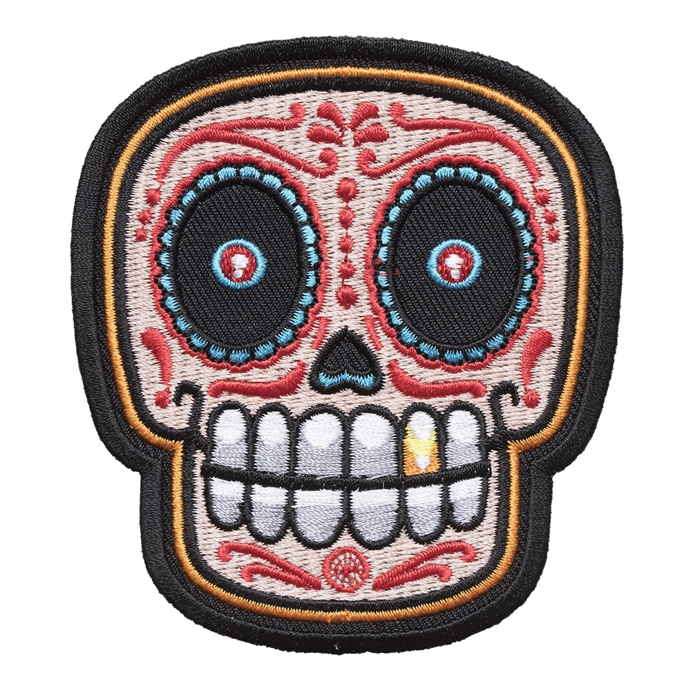 Gold Tooth Sugar Skull Patch, Day Of The Dead Patches — product image