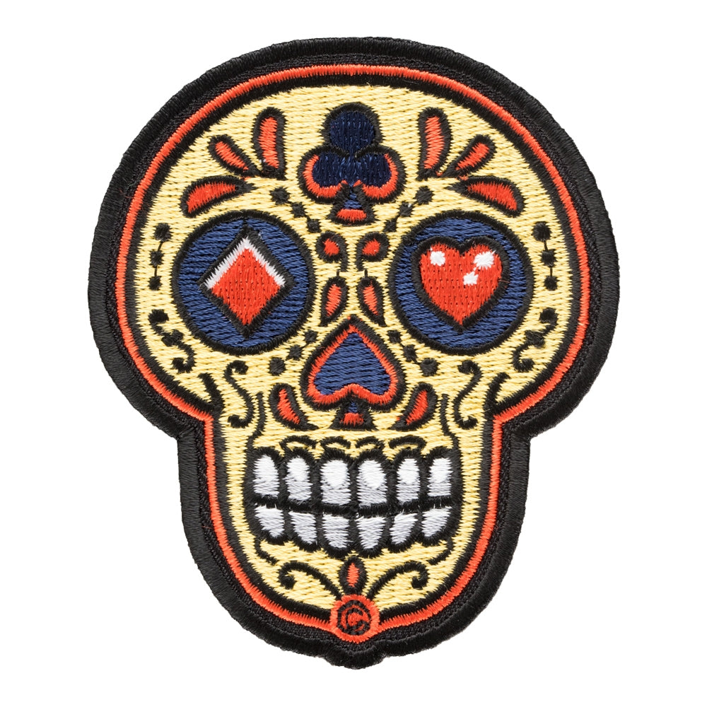 Cara De Poker Sugar Skull Patch, Day Of The Dead Patches — product image