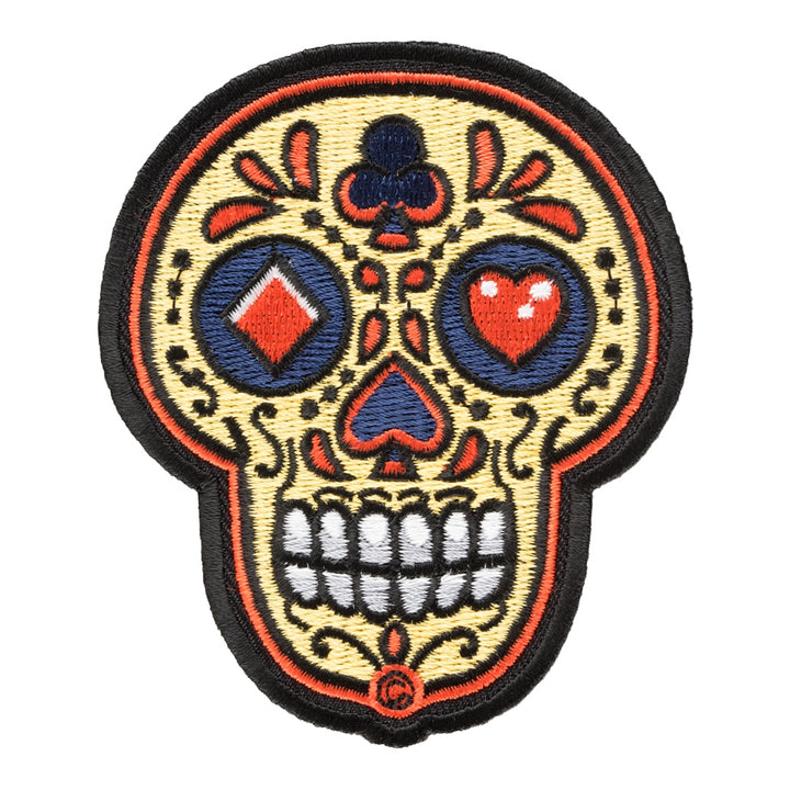 Cara De Poker Sugar Skull Patch, Day Of The Dead Patches — product image