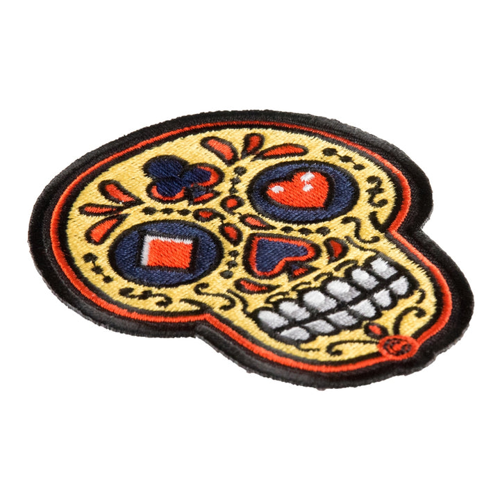 Cara De Poker Sugar Skull Patch, Day Of The Dead Patches — detail view 2