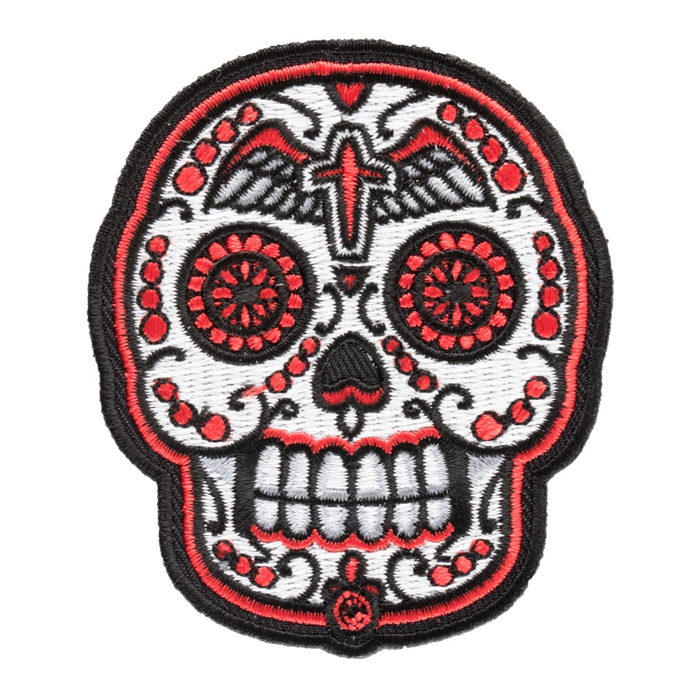 Cruz Alada Roja Sugar Skull Patch, Day Of The Dead Patches — product image