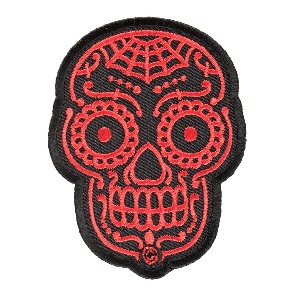 Sugar Skull Craneo Rojo Patch, Day Of The Dead Patches — product image
