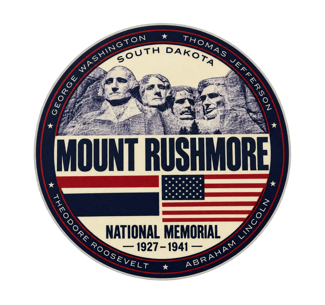 Mount Rushmore American Flag Sticker