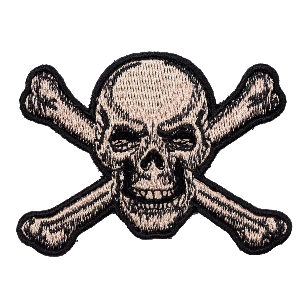 Angry Tan Skull & Crossbones Patch, Skull Motorcycle Patches — product image