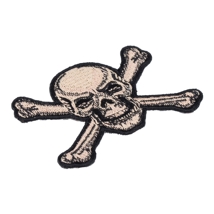 Angry Tan Skull &amp; Crossbones Patch, Skull Motorcycle Patches — detail view 2