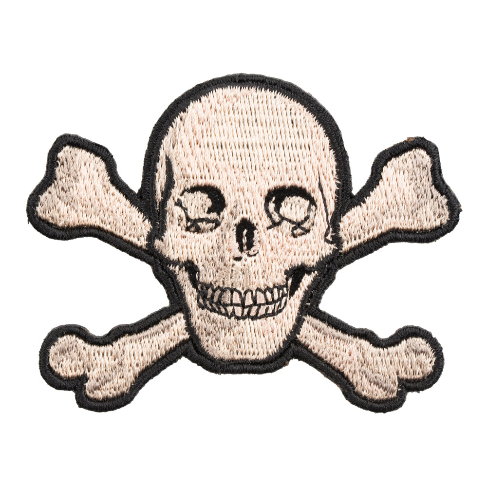 Smiling Tan Skull & Crossbones Patch, Skull Motorcycle Patches — product image