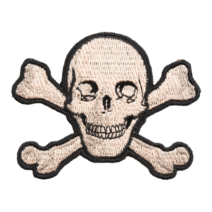 Smiling Tan Skull &amp; Crossbones Patch, Skull Motorcycle Patches — product image