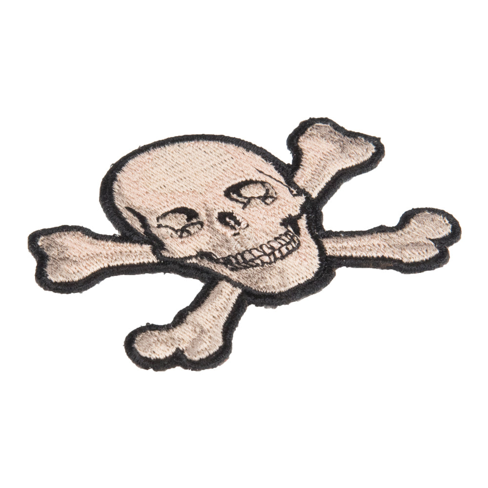 Smiling Tan Skull &amp; Crossbones Patch, Skull Motorcycle Patches — detail view 1
