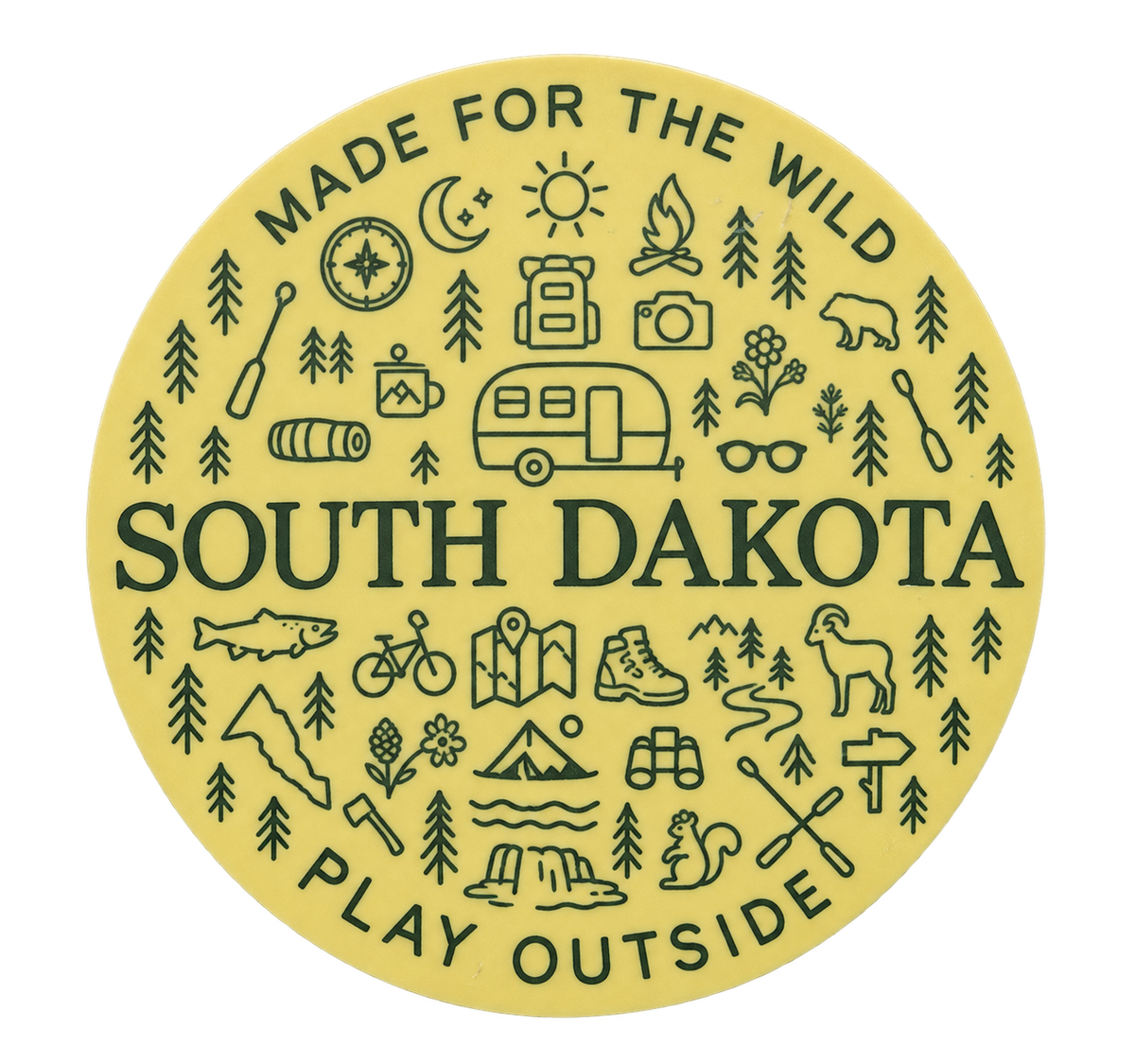 South Dakota Made for the Wild Play Outside Sticker — isolated product view