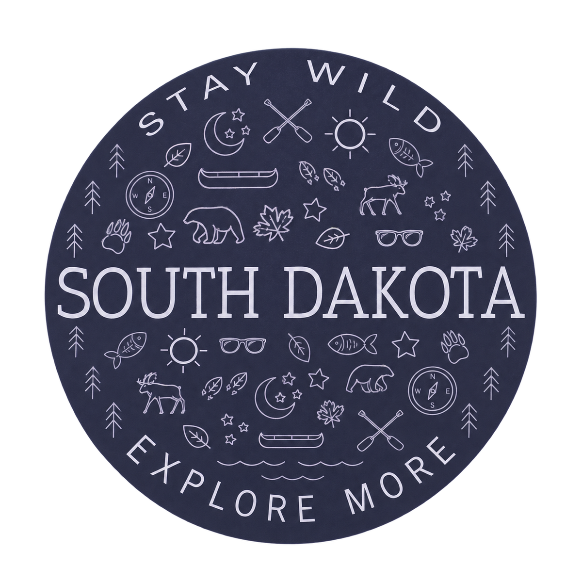 South Dakota Stay Wild Explore More Round Sticker — isolated product view