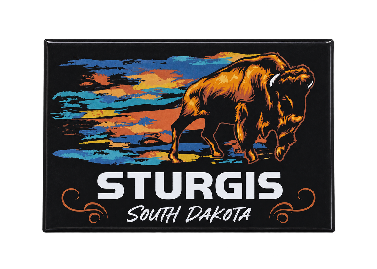 Sturgis Buffalo Souvenir Magnet – South Dakota, straight front view with background removed