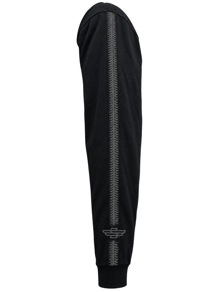 Sturgis 2026 official long sleeve shirt in Black on Black Rough Stripe — sleeve print detail